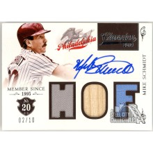 Mike Schmidt 2014 Panini Classics HOF Membership Triple Relic Auto Card 02/10