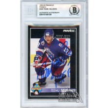 Teemu Selanne 1992-93 Pinnacle French "HOF 17" Autograph Rookie Card #406 BAS