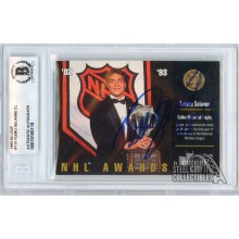 Teemu Selanne 1993-94 Leaf "HOF 17" Awards Checklist Autograph Card #110 BAS
