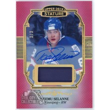 Teemu Selanne 2019-20 Upper Deck Stature Red Patch Autograph Card #92 3/3