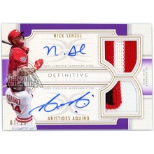 Nick Senzel Aristides Aquino 2020 Topps Definitive Purple Dual Game-Used Patch Autograph Card #DAR-NA 7/10