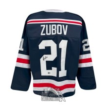 Sergei Zubov Autographed New York Custom Navy Hockey Jersey - BAS
