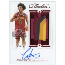 Collin Sexton 2020-21 Panini Flawless Vertical Patch Autograph Ruby Card #VPA-CSE 09/15