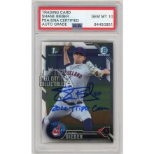 Shane Bieber 2016 Bowman Chrome Auto Triple Crown Card - PSA/DNA 10 BDC-68