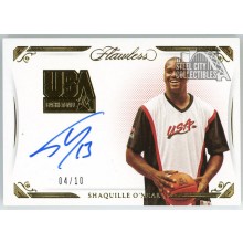 Shaquille O'Neal 2020-21 Panini Flawless USA Gold Autograph Card #USA-SHQ 4/10