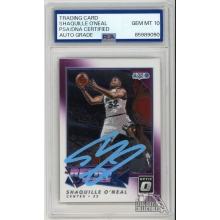 Shaquille O'Neal 2017-18 Panini Donruss Optic Auto Card PSA/DNA 10 (Light Blue)