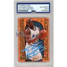 Shaquille O'Neal 1995-96 Flair Hardwood Leader Autograph Card #19 PSA/DNA (Blue)