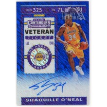 Shaquille O'Neal 2019-20 Panini Contenders Veteran Ticket Blue Shimmer Autograph Card #VT-SON 2/10