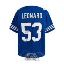 Shaquille Leonard Autographed Indianapolis Custom Blue Football Jersey - BAS (Stripes)