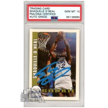 Shaquille O'Neal 1992-93 Hoops Autograph Rookie Card #442 PSA/DNA 10 (Light Blue)