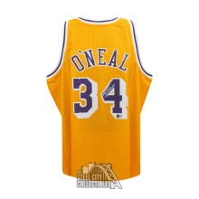 Shaquille O'Neal Autographed Los Angeles Gold Mitchell & Ness Basketball Jersey - BAS (L)