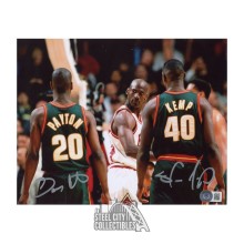 Shawn Kemp and Gary Payton Autographed Seattle 8x10 Basketball Photo - BAS (Horizontal)