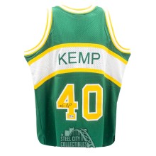 Shawn Kemp Autographed Seattle Mitchell & Ness Green Basketball Jersey (XL) - BAS