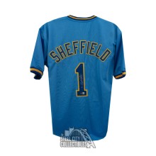 Gary Sheffield Autographed Milwaukee Custom Blue Baseball Jersey - BAS