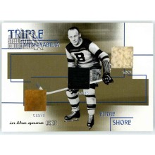 Eddie Shore 2003-04 In The Game Gold Triple Relic Card (Edge Separating)