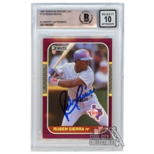 Ruben Sierra 1987 Donruss Opening Day Autograph Rookie Card #172 BAS 10
