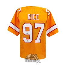 Simeon Rice Autographed Tampa Bay Custom Orange Football Jersey - BAS