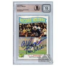 OJ Simpson 1975 Topps Record Holders "The Juice" Autograph Card #355 BAS 10