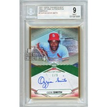 Ozzie Smith 2021 Topps Transcendent Hall of Fame Emerald Autograph Card #THOF-OS 1/5 BGS 9