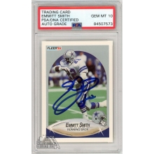 Emmitt Smith 1990 Fleer Football Autographed Card #U-40- PSA/DNA 10