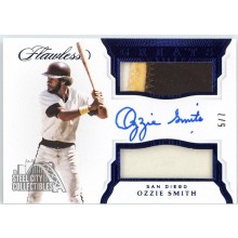 Ozzie Smith 2019 Panini Flawless Greats Dual Patch Autograph Card #GDMA-OZ 5/7