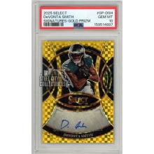 DeVonta Smith 2025 Panini Select Gold Prizm Autograph Card #SP-DSH 6/10 PSA 10