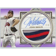 John Smoltz 2022 Topps Definitive Collection Purple Patch Auto Card #DARC-JS 2/5