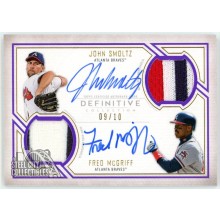 John Smoltz Fred McGriff 2019 Topps Definitive Dual Patch Autograph Card #DAR-SM 9/10