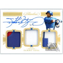 Sammy Sosa 2021 Panini Flawless Holo Gold Triple Patch Autograph Card TPA-SS 5/5