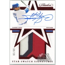 Sammy Sosa 2021 Panini Flawless Star Swatch Ruby Patch Autograph Card #SSS-SS 8/10