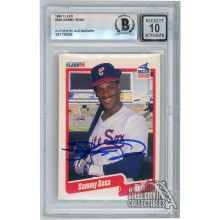 Sammy Sosa 1990 Fleer Rookie Autograph Card #548 BAS 10