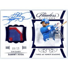Sammy Sosa 2020 Panini Flawless Milestones Sapphire Patch Auto Card #FM-SS 06/15