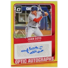Juan Soto 2021 Panini Donruss Optic Holo Gold Prizm Autograph Card #OA-JS 06/10