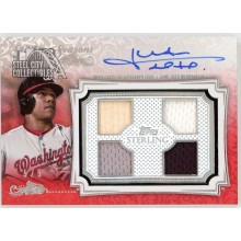 Juan Soto 2020 Topps Sterling Seasons Red Quad Relic Autograph Card #SSAR-JSO 5/5