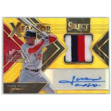 Juan Soto 2020 Panini Select X-Factor Gold Prizm Patch Auto Card #XF-JS 03/10