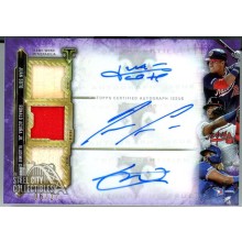Soto, Acuna, Guerrero Jr. 2020 Topps Triple Threads Triple Relic Auto Card 06/27