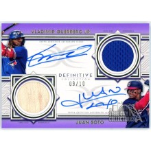 Soto & Guerrero Jr. 2022 Topps Definitive Purple Dual Relic Autograph Card 09/10