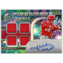 Juan Soto 2021 Panini Spectra Fireworks Fabric Neon Marble Prizm Patch Auto 4/5