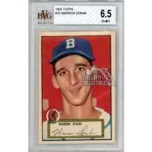 Warren Spahn 1952 Topps Baseball Card #33 BVG 6.5