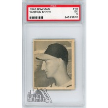 Warren Spahn 1948 Bowman Rookie Card #18 PSA 5 EX