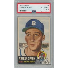 Warren Spahn 1953 Topps Card #147 PSA 4.5 VG-EX+