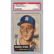 Warren Spahn 1953 Topps Card #147 PSA 3 VG