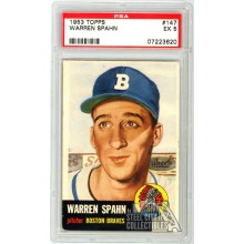 Warren Spahn 1953 Topps Card #147 PSA 5 EX