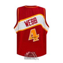 Spud Webb Autographed Atlanta Custom Red Basketball Jersey - BAS