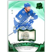 Steven Stamkos 2020-21 Upper Deck The Cup Green Button Autograph Card #89 3/3