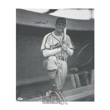 Stan Musial Autographed St. Louis 16x20 Photo - PSA/DNA (Standing in Dugout, B&W)