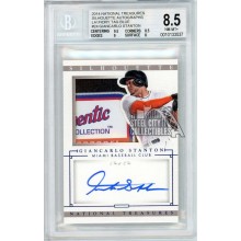 Giancarlo Stanton 2014 Panini National Treasures Silhouette Tag Patch Autograph Card #24 1/1 BGS 8.5