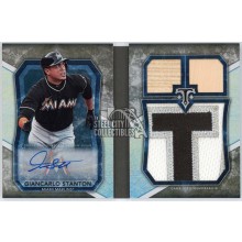 Giancarlo Stanton 2015 Topps Triple Threads Jumbo Plus Patch Autograph Booklet Card #TTJAR-GS 3/3