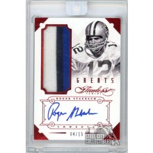 Roger Staubach 2014 Panini Flawless Greats Ruby Patch Autograph Card #34 4/15