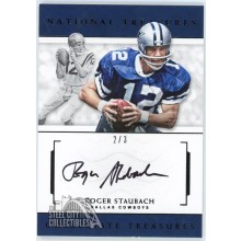 Roger Staubach 2016 Panini National Treasures Autograph Card #13 2/3 (Edge Wear)